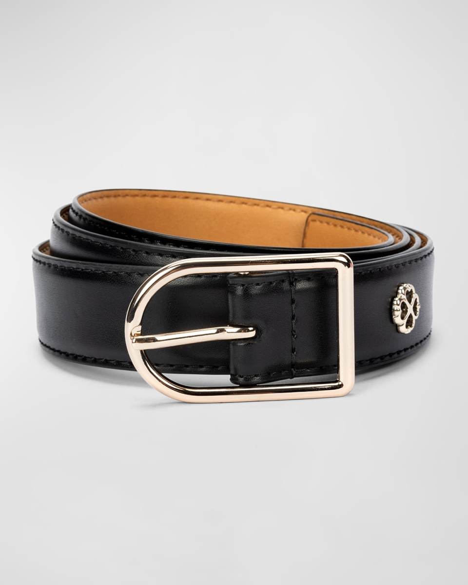 asymmetrical buckle mixed-media belt